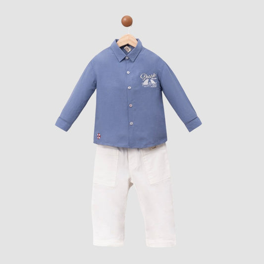 Стилен комплект с бял панталон