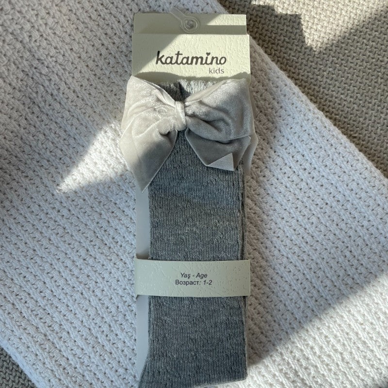 Чорапи с панделка сиви