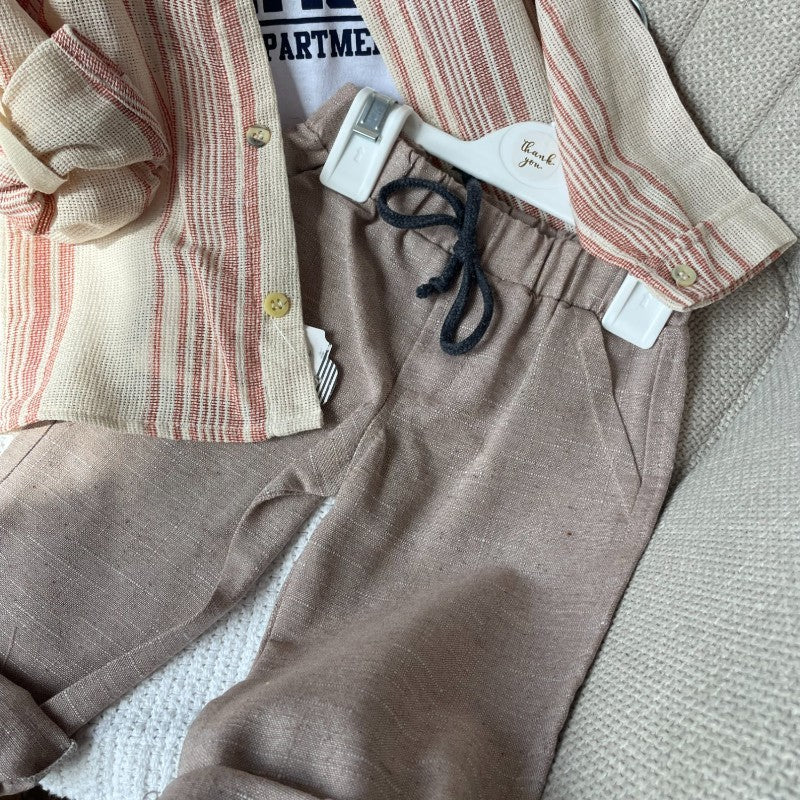 Спортно-елегантен комплект за момче – риза, панталон и тениска