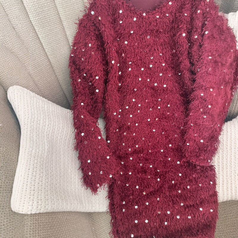 Детска празнична рокля с пайети – бордо