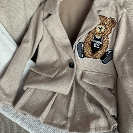 Детски бежов комплект – сако + пола