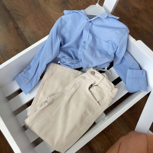 Бежови разкроени дънки с комфортна талия