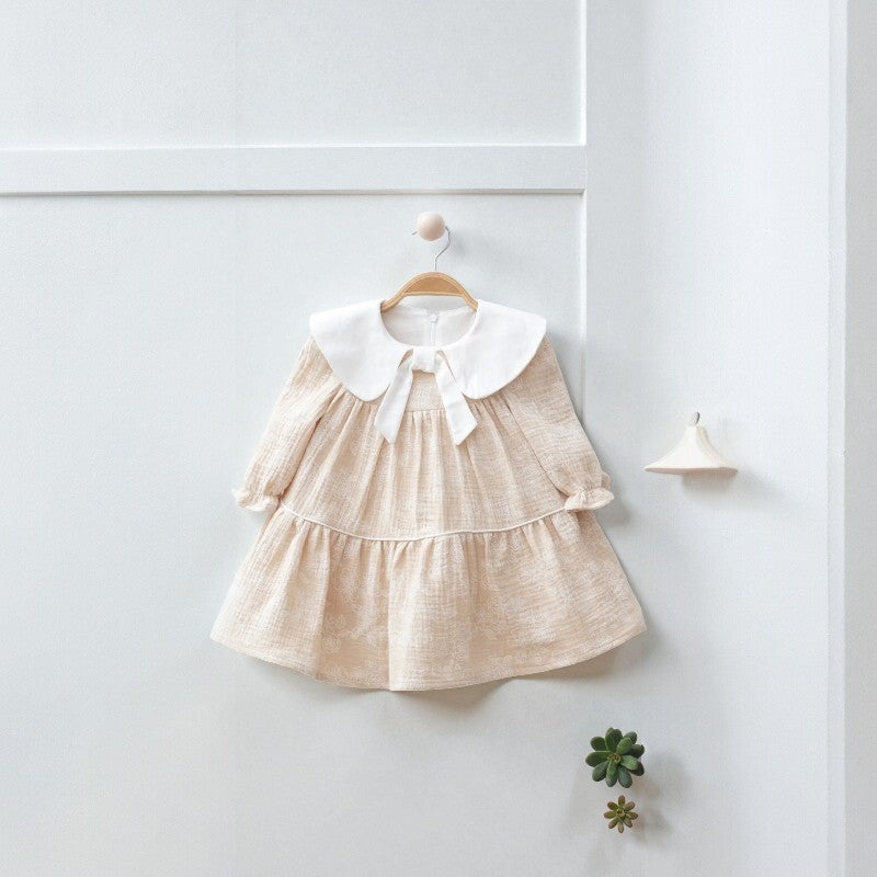 Стилна бежова детска рокля
