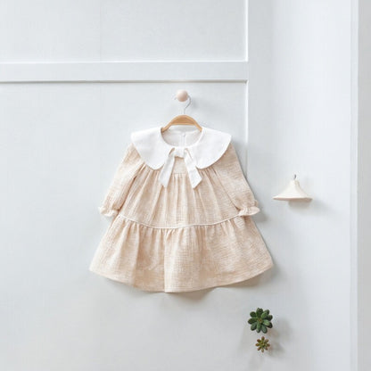 Стилна бежова детска рокля