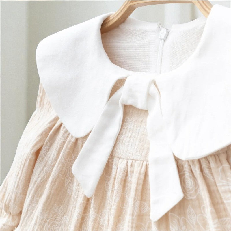 Стилна бежова детска рокля