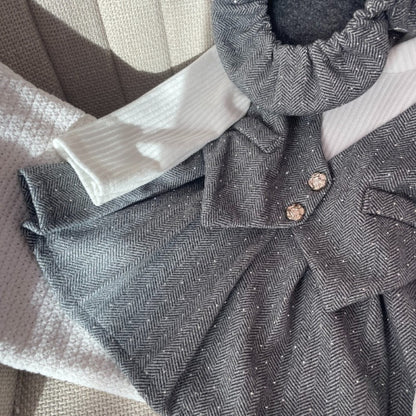 Очарователна детска рокличка с шапка - сива